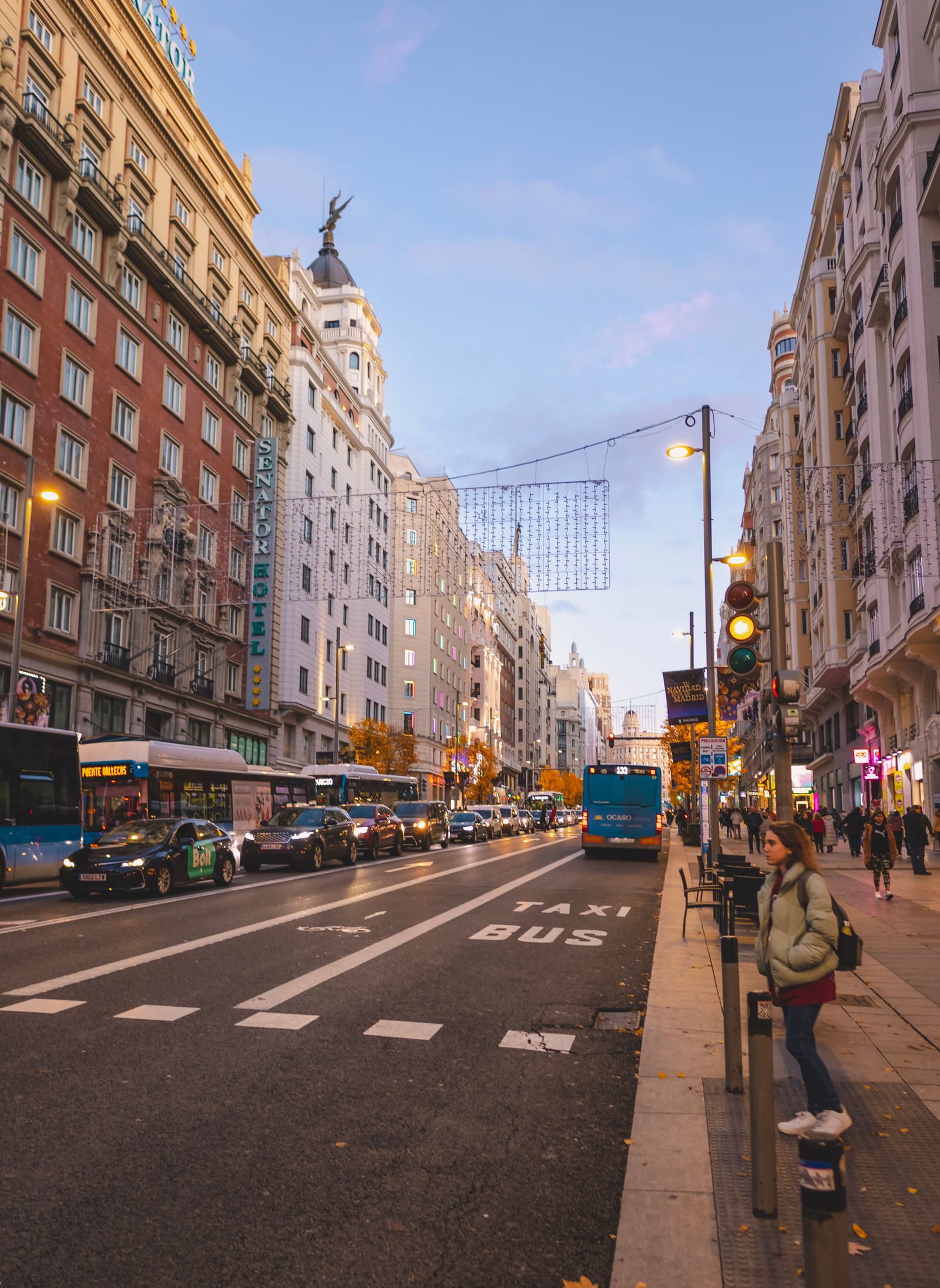 Gran Vía at dusk